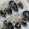 Black Full Stone Gra Handmade Nail Tip Pedi Tip -