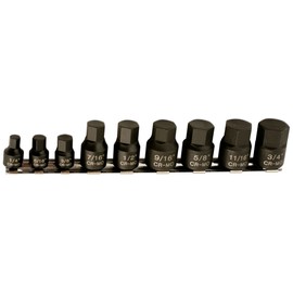 Laser 5666 Low Profile Impact AF Hex Socket Bit Set 1/4"D, 3/8"D 9pc