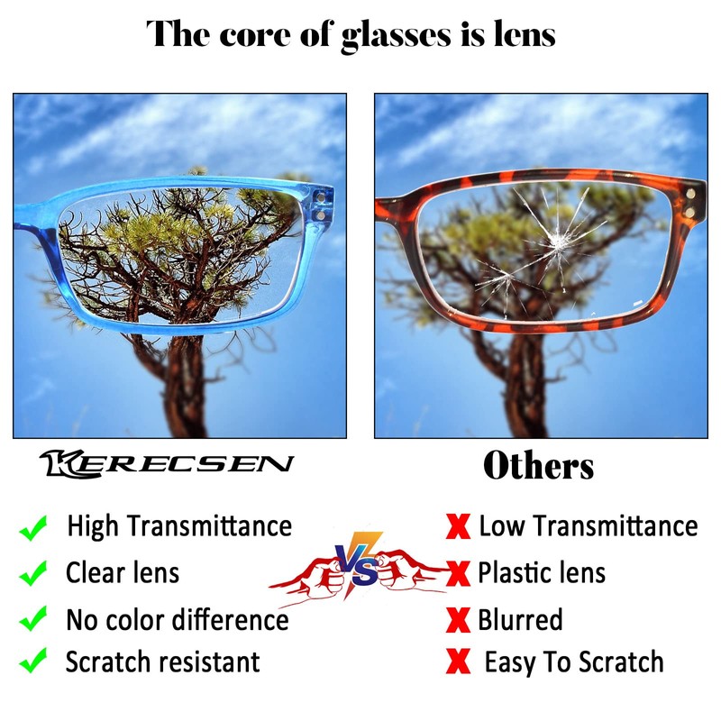 Kerecsen 6-Pack Reading Glasses Blue Light Blocking,Spring Hinge Readers for