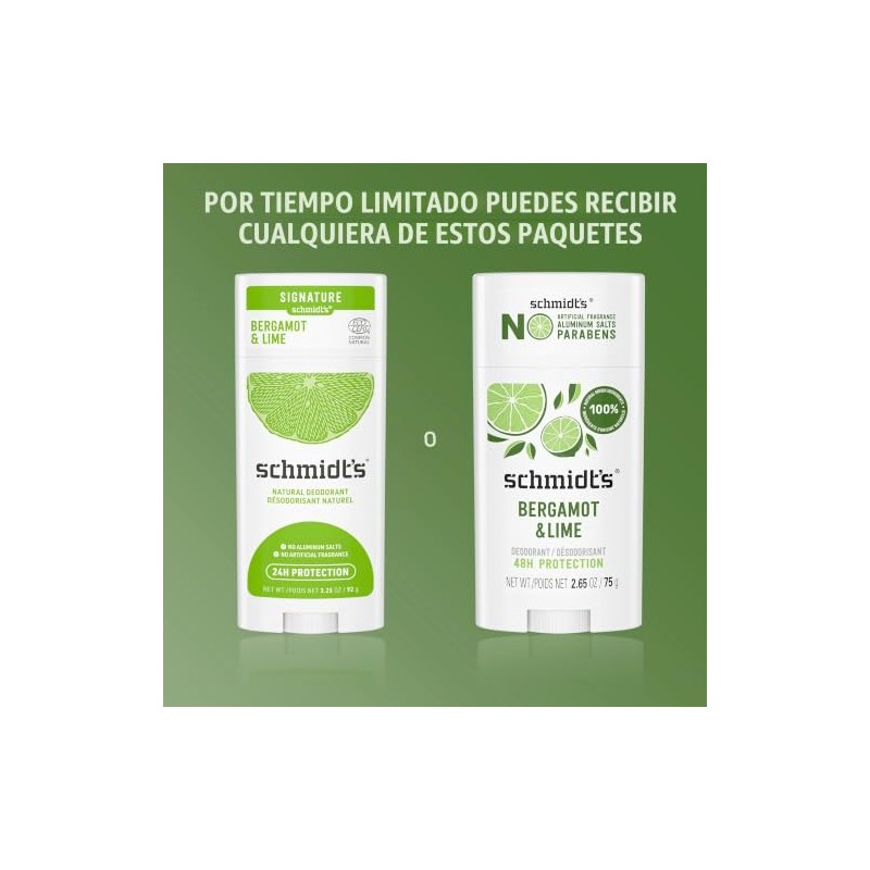 Schmidt Desodorante Vegano Aluminio Bergamota Lima Onzas Unidades