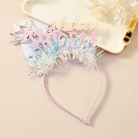 Birthday Girl Headband Colorful Birthday Crown Headband Shiny Princess Tiara Party Headbands for Take Photos Decorations
