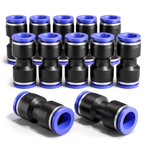 Bwintech Pack of 12 8 mm Straight Pneumatic Plug Connector,