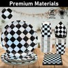 Party Tableware 96 Checkerboard Party Tableware Set Checked Piece Black