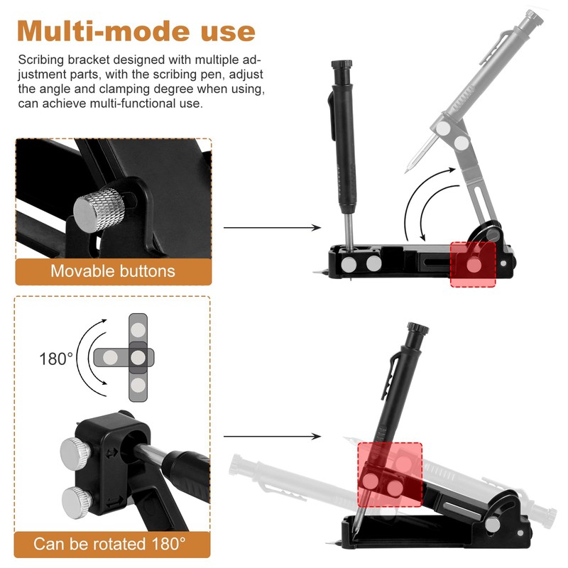 WiMas Black Construction Scriber Marking Tool Multi-function Scribing Tool Construction