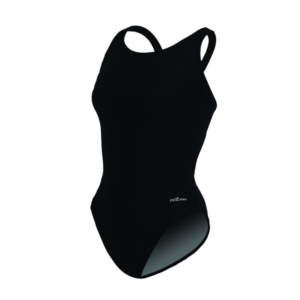 Dolfin Women's Solid HP Back 1-Piece Black 32