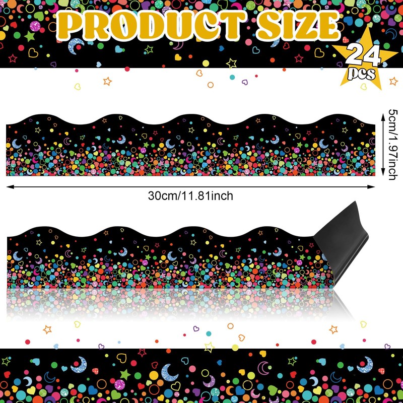 Capoda 24 Pcs Confetti Magnetic Borders for Bulletin Board Classroom
