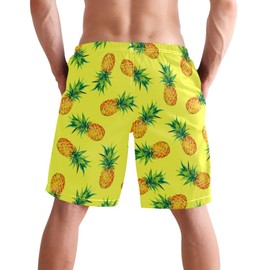 visesunny Men's Pineapple Graphic Beach Shorts Summer Swim Trunks for Sports Running Bathing Suits with Mesh Lining