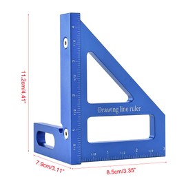 Generic Imperial 3D Multi-Angle Measuring Ruler, Blue 45/90 Degree Aluminum Alloy Woodworking Square Protractor, Miter Triangle Ruler High Precision Layout Measuring Tool for Carpenter, MG-002-01