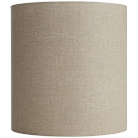 14" Top x 14" Bottom x 15" High x Lamp Shade Replacement Large Tall Oatmeal Beige Drum Round Rustic Farmhouse Western Linen Fabric Spider Harp Finial - Springcrest