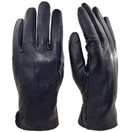 ZLUXURQ Mens Black Soft Lambskin Leather Winter Driving Gloves Cashmere Lined,comfortable and warm.