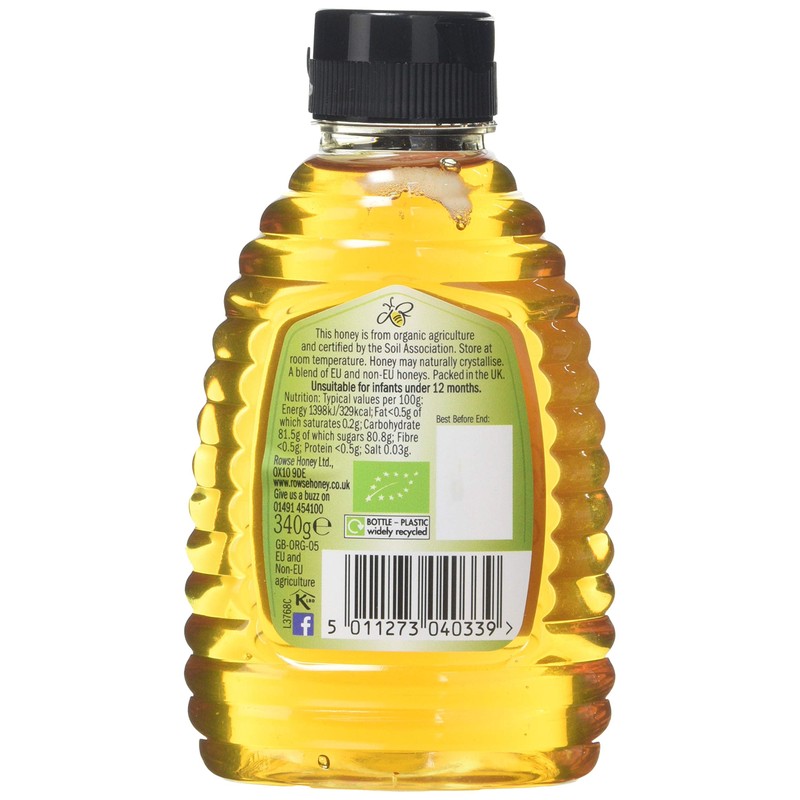 Rowse Organic Squeezable Honey 340 g (Pack of 2)