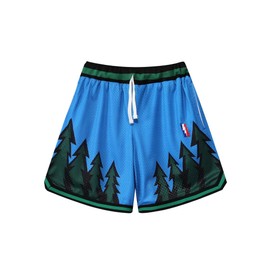 DIOTSR Men's Basketball Shorts, Athletic Graphic Mesh Shorts (Forest-Blue, Medium)