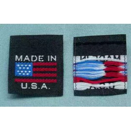 Sean Label 500 pcs WOVEN CLOTHING SEWING ORIGIN LABEL BLACK - MADE IN USA  AMERICAN FLAG