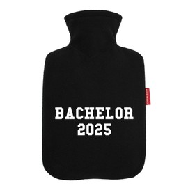 Huuraa Wärmflasche Bachelor 2025 Abschluss Geschenk 1,8 Liter Black Classic Veloursbezug Bachelor 2025 Präsent