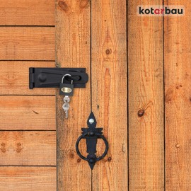 KOTARBAU® Hasp 150 x 75 mm Deadbolt Lock with Padlock Powder-Coated Steel Black Hasp Safety Hasp Gate Lock Garden Gate Latch Door Bolt Lockable Locking