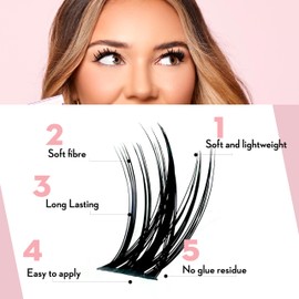 One V Salon, DIY Lash Clusters, 224 Pc Glam Wisp - D Curl 9-16mm