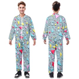 Vintage Tracksuit Men, Men's 7 PCS 90S Outfits Tracksuit Retro 80S 90S Outfit Hip Hop Shell Suit for Disco Party Green,XXL