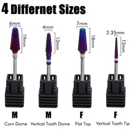 Bestgle 4Pcs Nail Drill Bits Set, 3/32" Purple Coated Tungstenic Steel Electric Nail File Drill Bits, Safety E file Nail Drill Bit Set for Manicure Pedicure Acrylic Nails Gel Polishing Remover Cutte