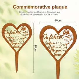 Cosswe Grabstecker Herz Grabschmuck Grabdekoration Trauerdekoration Metall Grabstecker mit Spruch Grabschmuck für Gärten Höfe Friedhofsdeko Erinnerungen(02)