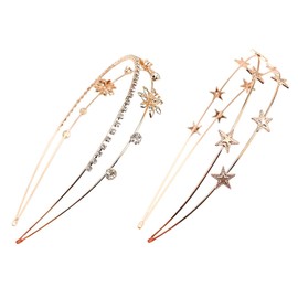 2 Pieces Fashion Headbands, Creative Double Layer Headbands, Women's Hair Accessories, Hair Band Accessories, Rhinestone Flower Star Headbands, Hair Accessories
