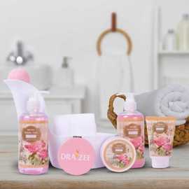 Luxury Spa Gifts for Women – 8 Pc Rose Scented Bath and Body Set with Bubble Bath, Lotion & More – Luxury Self Care Kit for Wife, Mom, Best Friend, Girlfriend, Anniversary Gift by Draizee