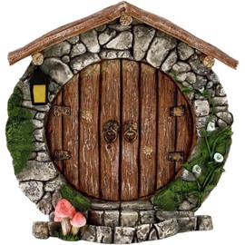 Miniature Fairy Gnome Door Figurines Dollhouse Elf Home for Yard Art Garden Tree Mini Sculpture Statues Decor Garden Fairy Outdoor Decor Garden Sculptures and Statues