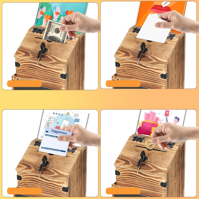 Optyuwah Wooden Suggestion Box, Name Plate Letter Box with Newspaper