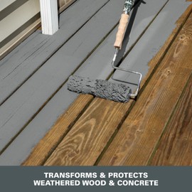 KILZ Over Armor Wood & Concrete Resurfacer, Exterior, Textured, Slate Gray, 1 Gallon