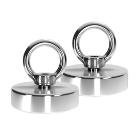 RIHEGANIT Fishing Magnets 200lb Pull Force,Strong Retrieval Magnet N52 Neodymium Powerful for Fish and Magnetic Recovery Salvage Single Sided 2 pcs/Pack