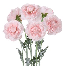 Uznaeoi 6Pcs Pink Ranunculus Artificial Flowers 19.7’’ Realistic Faux Peonies Silk Fake Flowers for Vase Table Centerpiece Home Wedding Party Garden Decoration(Pink)