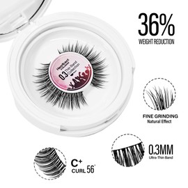 Happy Heartbeat False Lashes Natural Look Thin Band Eyelashes,Soft Wispy Cat Eye Volume Reusable Strip Fake Lashes,with Lash Glue and Eyelash Curler Professional Kit (LS1 Kit)