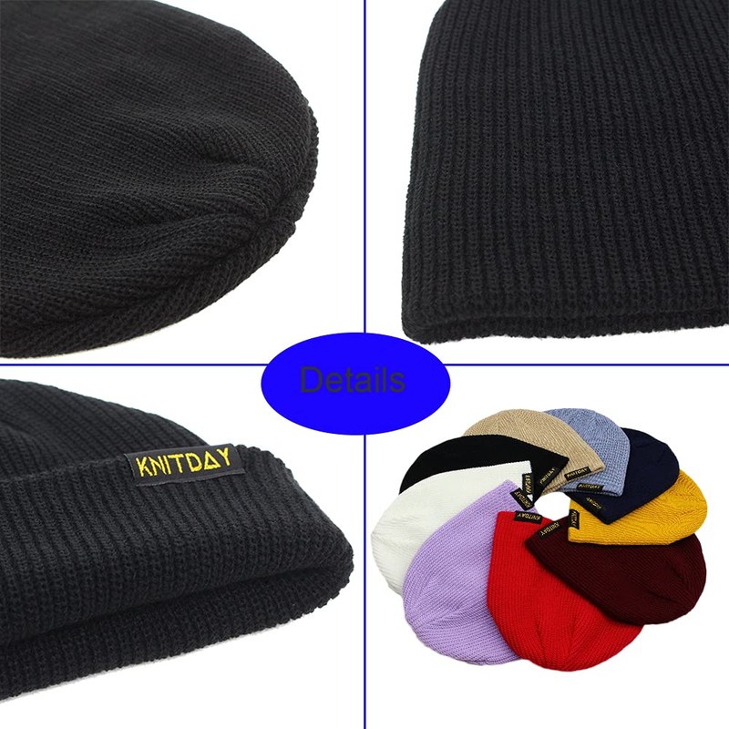 KNITDAY - Gorro corto de punto de pesca con diseño