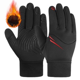 AYPOW Children's Winter Cycling Gloves, Thermal Fleece Lining, Non-Slip Touchscreen Running Gloves, Windproof, Waterproof, Outdoor Sports Gloves, Boys Girls Running Riding, 4-12 Years (L)