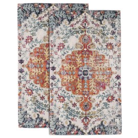 Wotinsi Hand Towels Set of 2 Turkish Carpet Towels for Bathroom Soft Absorbent Decorative Hand Bath Towels Dish Towels for Kitchen Sports Gym Yoga Home Decor 14 x 28 in