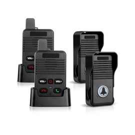 Wireless Doorbell, Hands Free Intercom Doorbells 1000ft Range, Full Duplex Two Way Communication Door Bell for Home, 8 Volume Levels with 4 Chimes & LED Flash (2Pack Black)