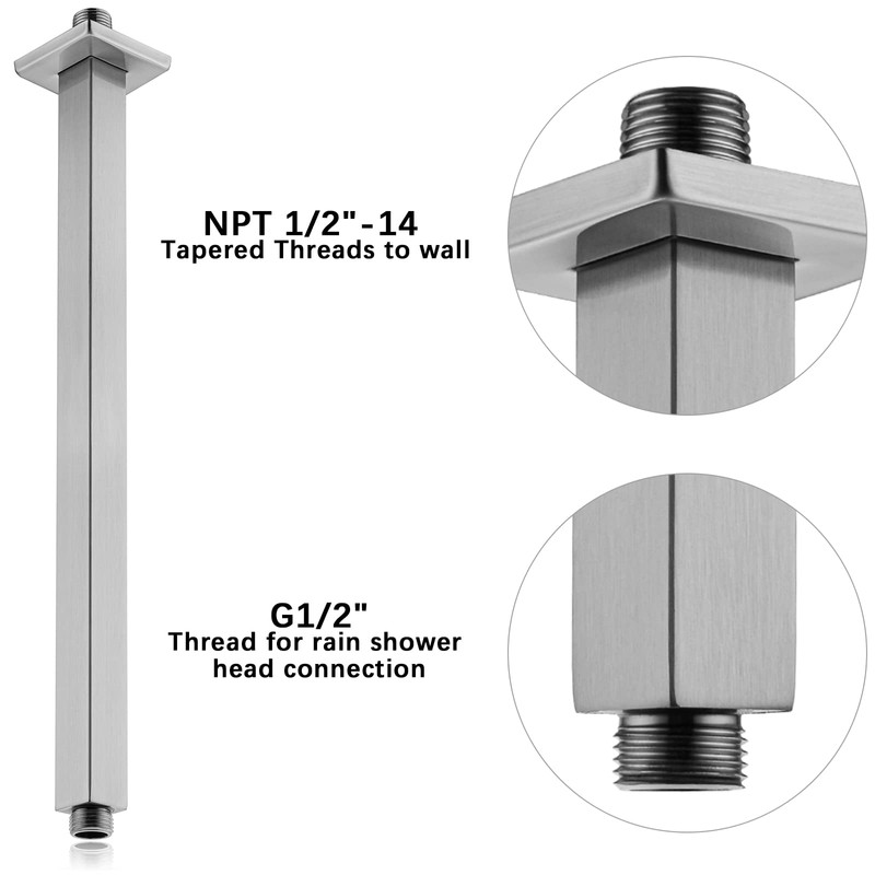 Anpean 16 Inch Square Ceiling Mounted Shower Arm and Flange
