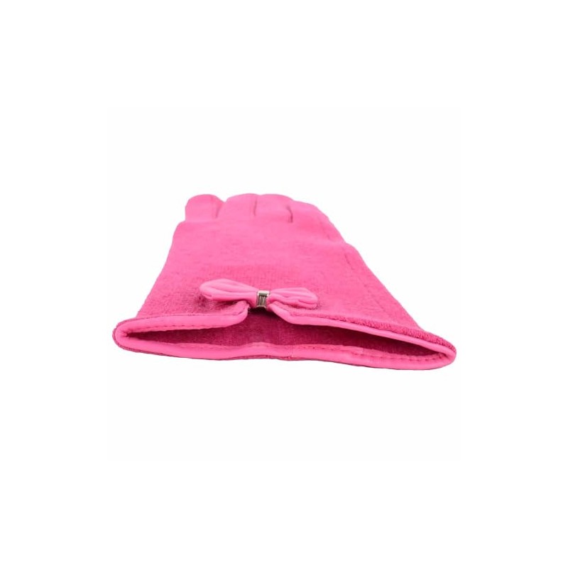 SNUGRUGS Womens Warm Wool Gloves with Bow Detailing - Fuchsia