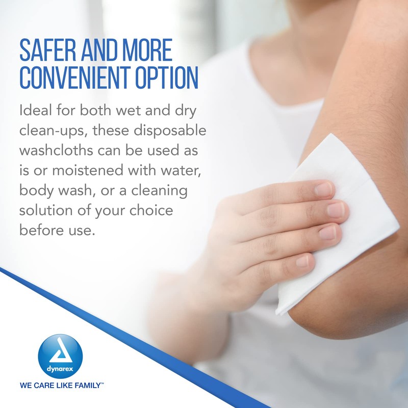 Dynarex Personal Cleansing Washcloths - 10 x 13" Disposable Dry