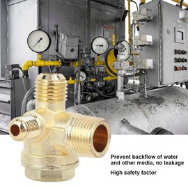 Compressor Check Valve, 550 W Air Compressor Check Valve Replacement Parts 16 x 14 x 10 mm, Dual Way Prevent Medium Backflow Pipe with High Hardness