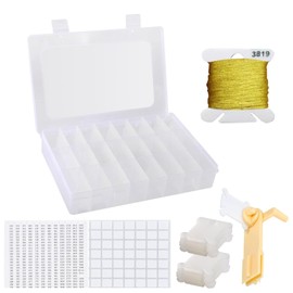 Floss Organizer, 7.6"L x 5"W x 1.38"H Cross Stitch Thread Storage Box Tools, 1Pcs 24 Grid with Hard Plastic Floss Bobbins and Stickers Bobbin-Winder for Craft DIY, Sewing, Jewelry, Screw Storage
