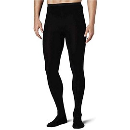 Capezio Men's Men's Knit Footed Tights with Back Seams, Black, X-Large