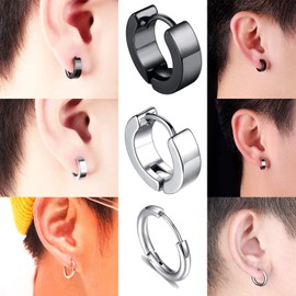 Gokei Hoop Earrings, 316L Surgical Stainless Steel, Hypoallergenic Metal, Simple, Unisex, Men's, Women's, Silver Stainless Steel, No Gemstone