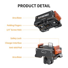 RAYWOWO Multi-Function Charging Base for DJI Osmo Pocket 3, Aluminum Alloy Quick Release Dock with 1/4" Screw, GoPro Mount, AC Adapter, Type-C Power Supply Accessories