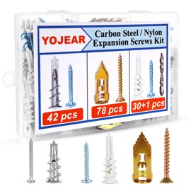 YOJEAR 150+1PCS Drywall Screws, Zinc Nylon Gypsum Board Expansion Anchor Kit, Self-Drilling Wall Anchors with Plastic Plug, Assorted 3 Sizes for Easy Installation