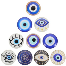 SEWACC 10Pcs Evil Eye Glass Cabochons Evil Eye Cabochons Patch Luminous Half Round Flat Back Dome Cabochons for DIY Craft Jewelry Making