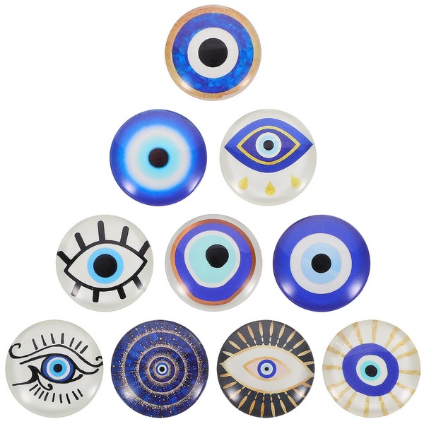 SEWACC 10Pcs Evil Eye Glass Cabochons Evil Eye Cabochons Patch