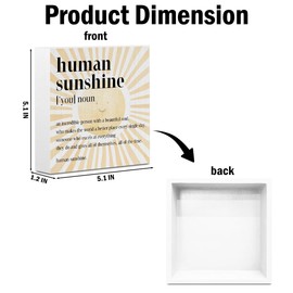 Inspirational Sunshine Gifts Boho Wooden Box Sign, Human Sunshine Definition, Appreciation Gifts for Coworkers Teacher Mom, Rustic Farmhouse Home Office Classroom Desk Table Decor Wood Block Plaque
