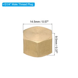 PATIKIL G1/4'' Female Thread Brass Hex Pipe Plug, Set of 12 External Hex Cap Pipe Plug Fitting Cap for Petroleum, Water and Hydraulic Pipeline