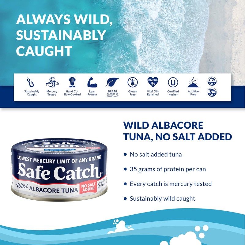 Safe Catch Canned Lowest Mercury Limit Albacore Tuna Fish No