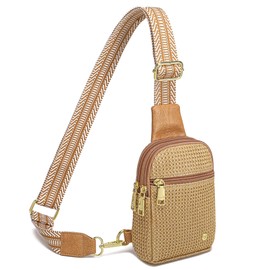 RFID Straw Crossbody Bag for Women 2025 Woven Raffia Sling Purse with Card Slots, Small Summer Crossbody Bag for Travel, Beach, Vacation(Straw Khaki)